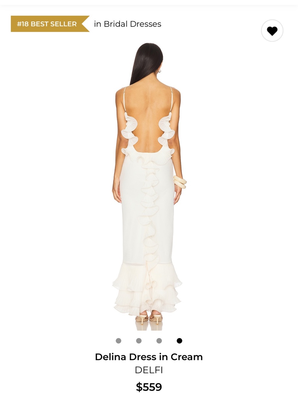 DELFÌ Delina Cream Backless Ruffle Gown - Picture 4 of 5